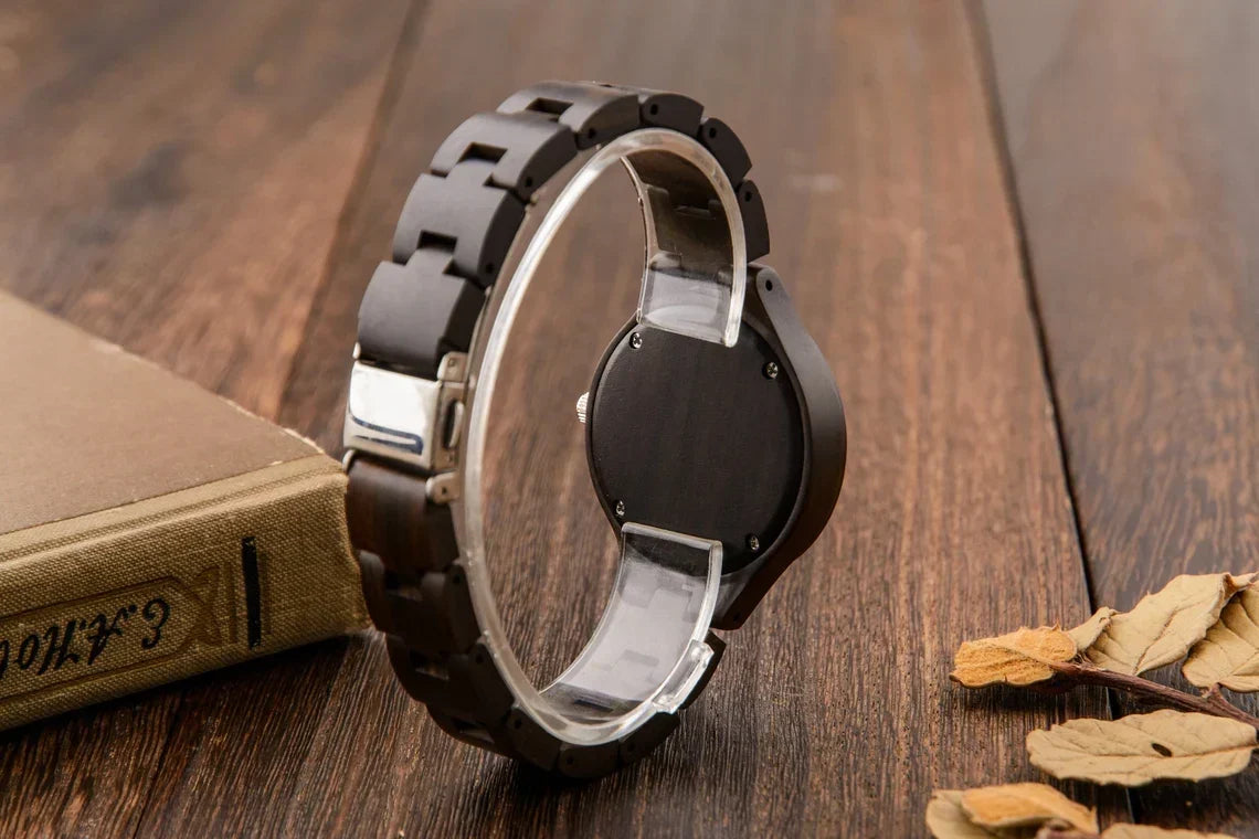 W312 Engraved Ebony Wood Watch