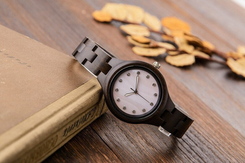 W312 Engraved Ebony Wood Watch