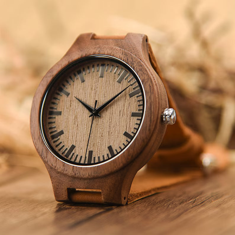 W122 Men's Engraved Wood Watch