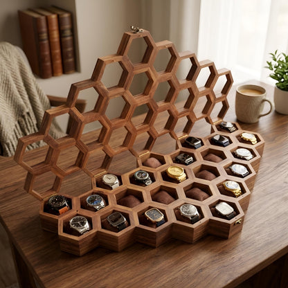 Wood Watch Box for Men, Wooden Watch Storage Organizer